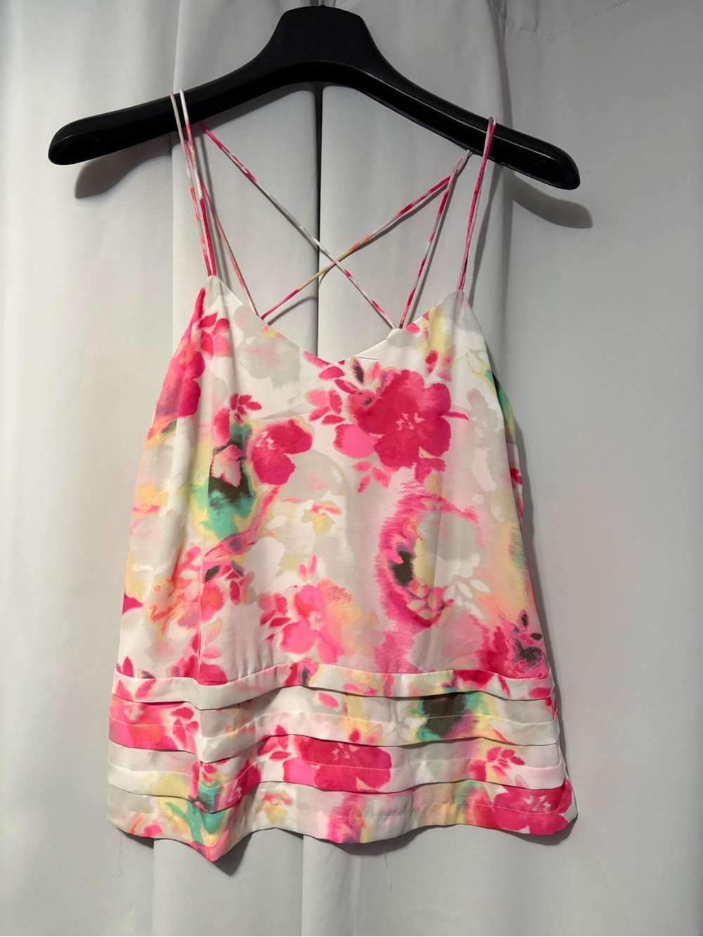 Candie's Pink Floral Crisscross Back Cami